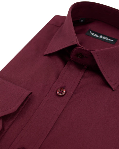 Burgundy Cotton Sateen Shirt